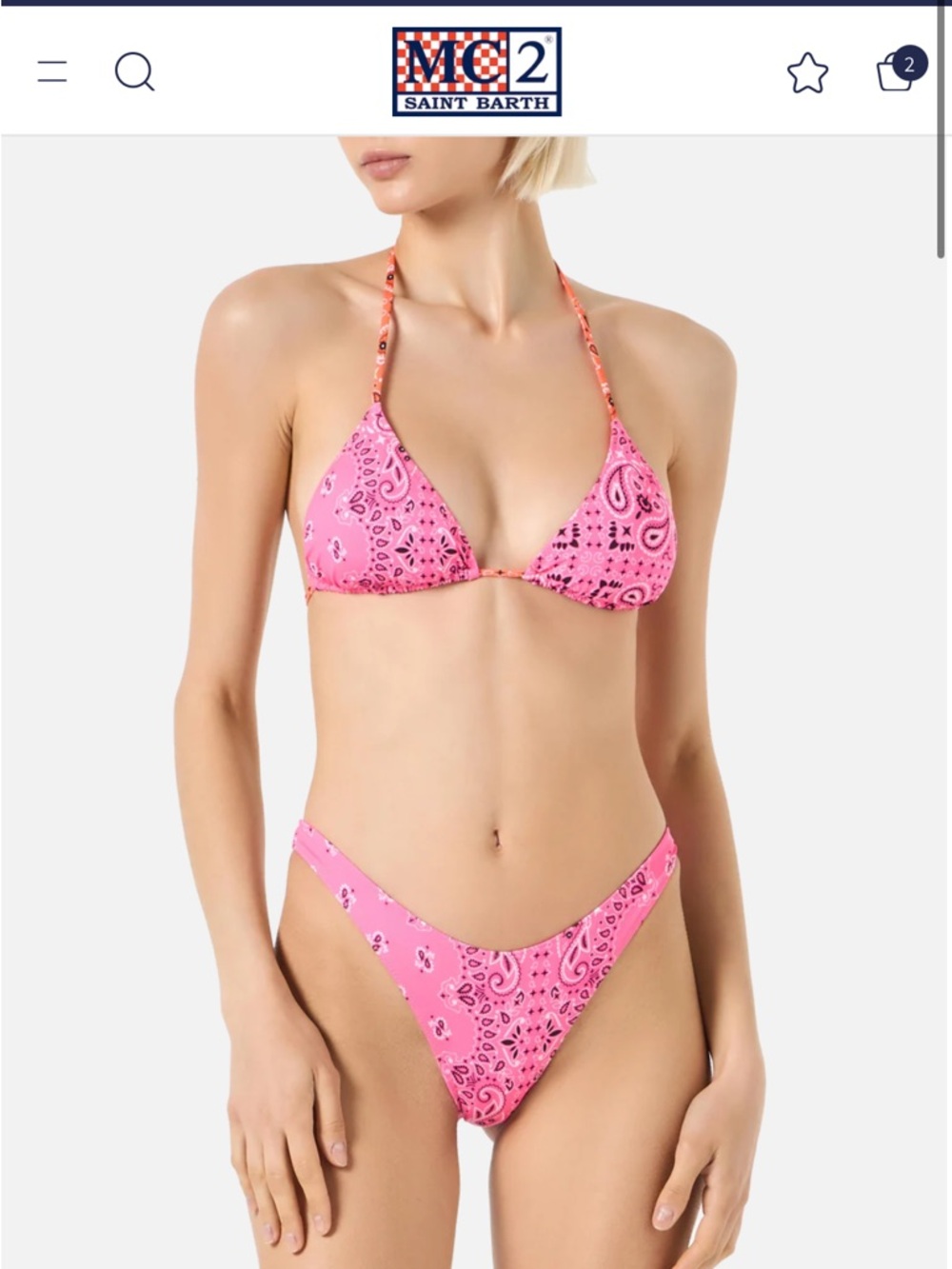 MC2 Saint Barth Pink Bandana-Print Triangle Bikini Set
